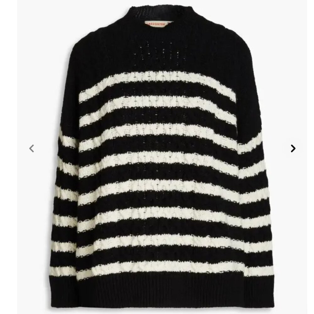 &Daughter Ina striped cableknit wool sweater